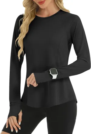 Rapbin Women's UPF 50  UV Shirts Long Sleeve Workout Tops Quick Dry Lightweight Sun Shirts for Hiking Outdoor Rash Guard