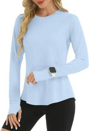 Rapbin Women's UPF 50  UV Shirts Long Sleeve Workout Tops Quick Dry Lightweight Sun Shirts for Hiking Outdoor Rash Guard