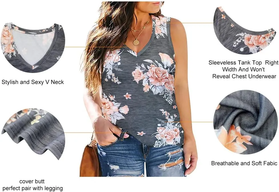 RITERA Plus Size Tank Tops for Women Sleeveless Shirt Casual V Neck Oversized Basic Tanks XL-5XL