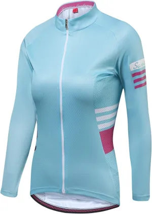 Santic Women's Cycling Jersey Long Sleeve Bike Jersey Biking Shirts Bicycle Tops with Three Pockets