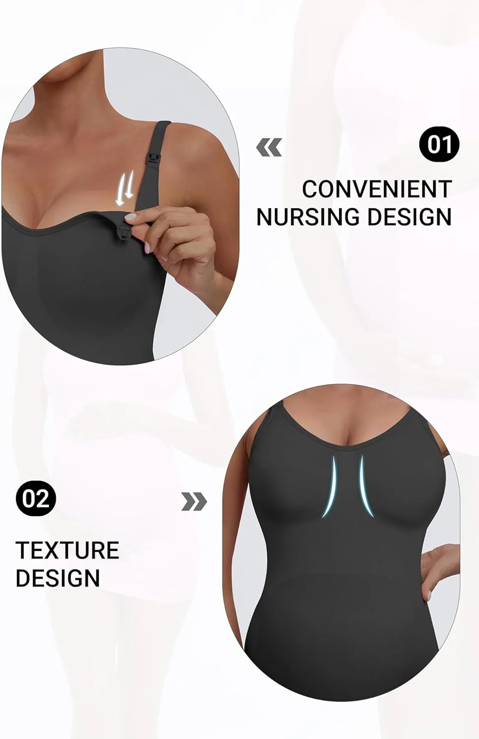 Seamless Nursing Tanks for Women Breastfeeding - Maternity Cami Shirts Pregnancy Tops (3 Packs)