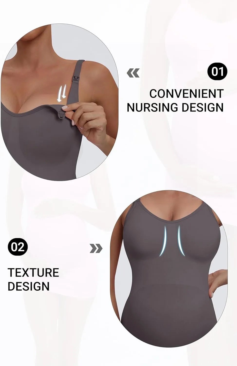 Seamless Nursing Tanks for Women Breastfeeding - Maternity Cami Shirts Pregnancy Tops (3 Packs)