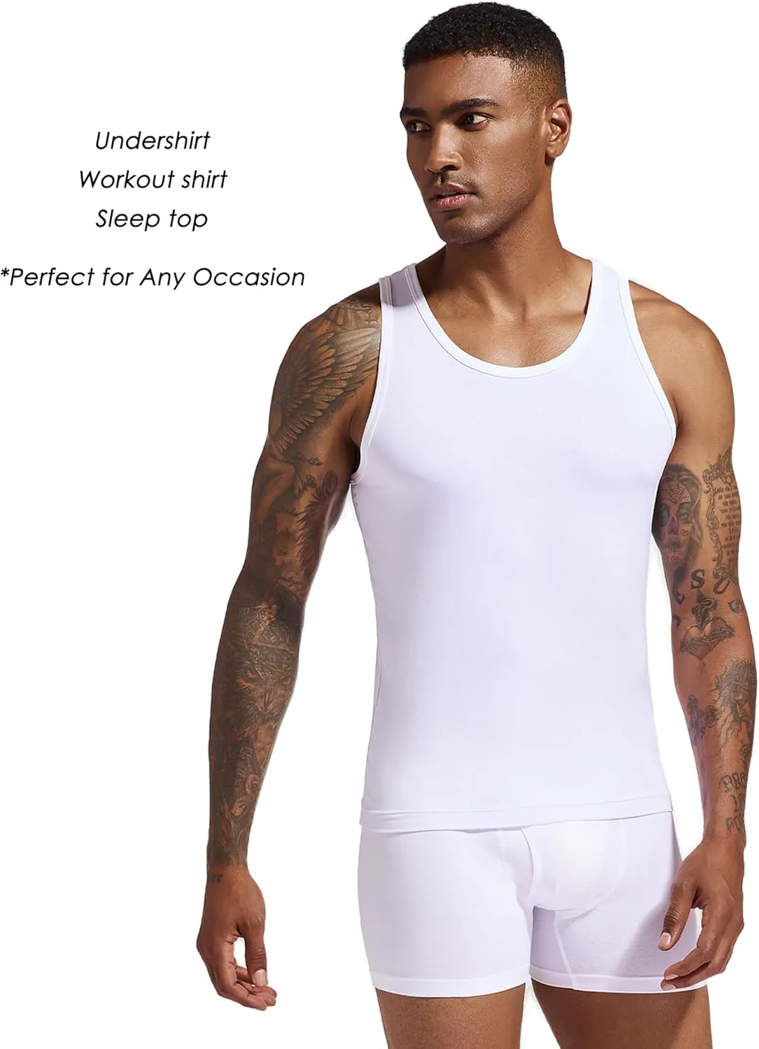 SlumberMee Mens Tank Tops Undershirts Viscose Made from Bamboo Soft Breathable Lightweight Cool Slim Fit A-Shirts Multipack
