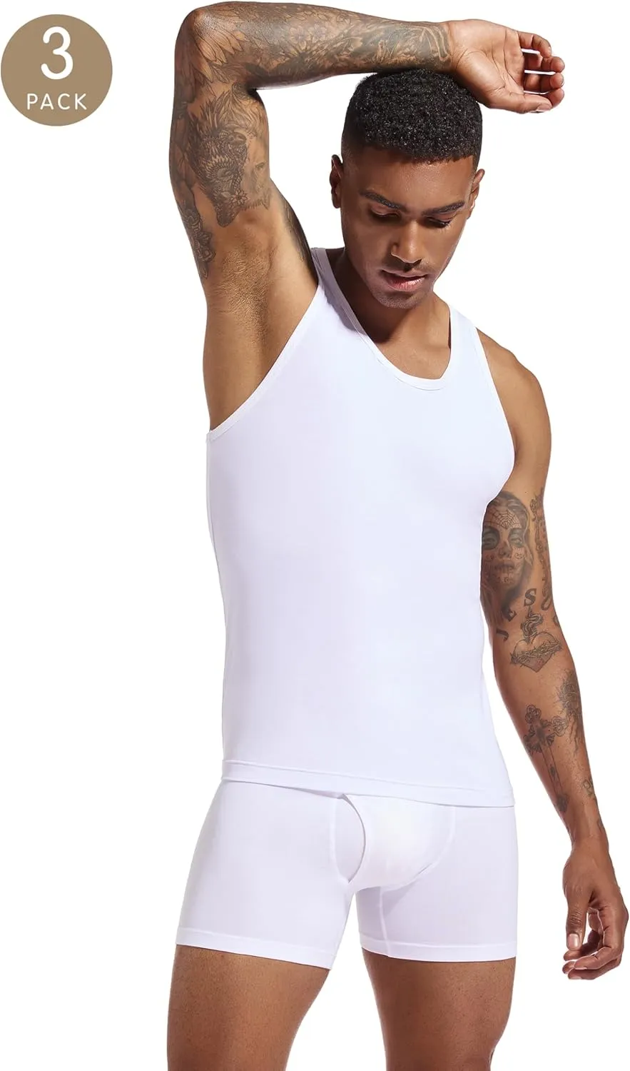 SlumberMee Mens Tank Tops Undershirts Viscose Made from Bamboo Soft Breathable Lightweight Cool Slim Fit A-Shirts Multipack