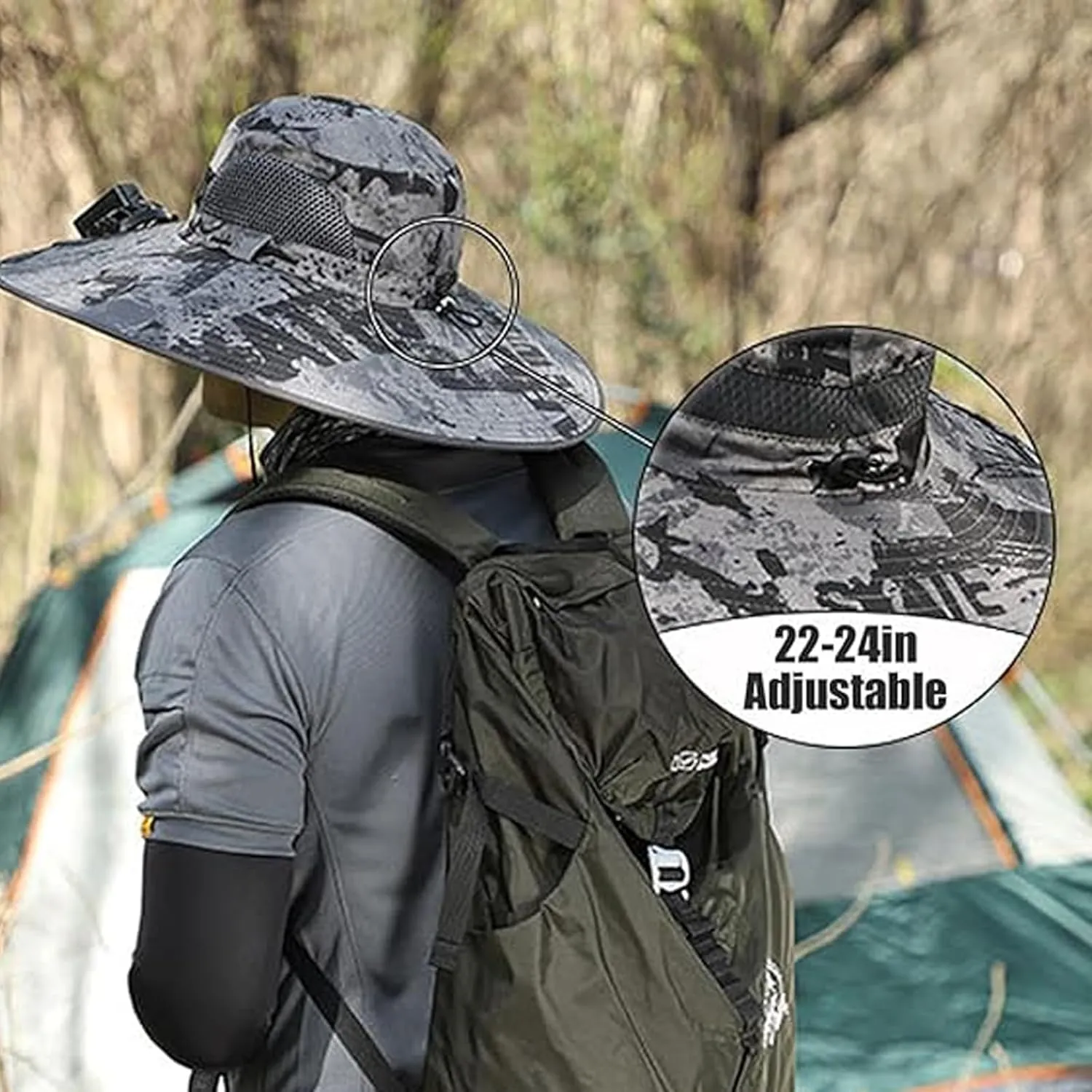 Solar Fan Hat for Men & Women with 2 Cooling Fans - UPF 50  Wide Brim Sun Hat Adjustable for Gardening Golf Beach