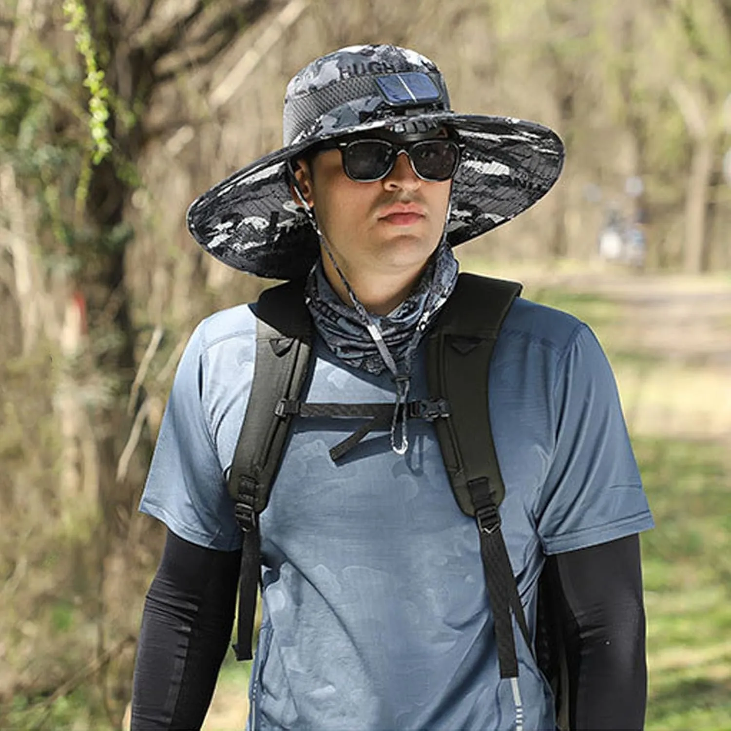 Solar Fan Hat for Men & Women with 2 Cooling Fans - UPF 50  Wide Brim Sun Hat Adjustable for Gardening Golf Beach