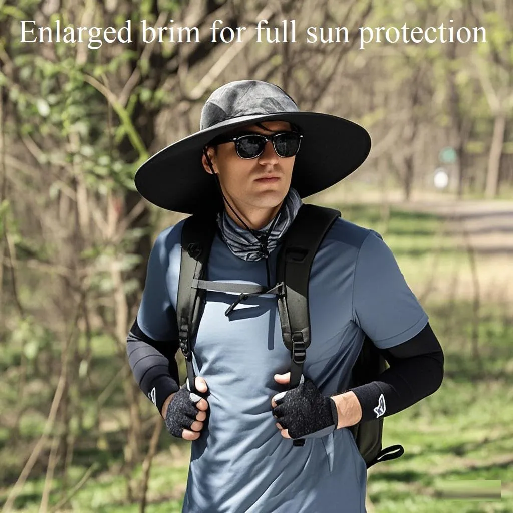 Solar Fan Hat,Wide Brim Solar Fan Outdoor Fishing Hat-Solar & USB Charging,Sombrero Con Ventilador Solar,UPF 50 