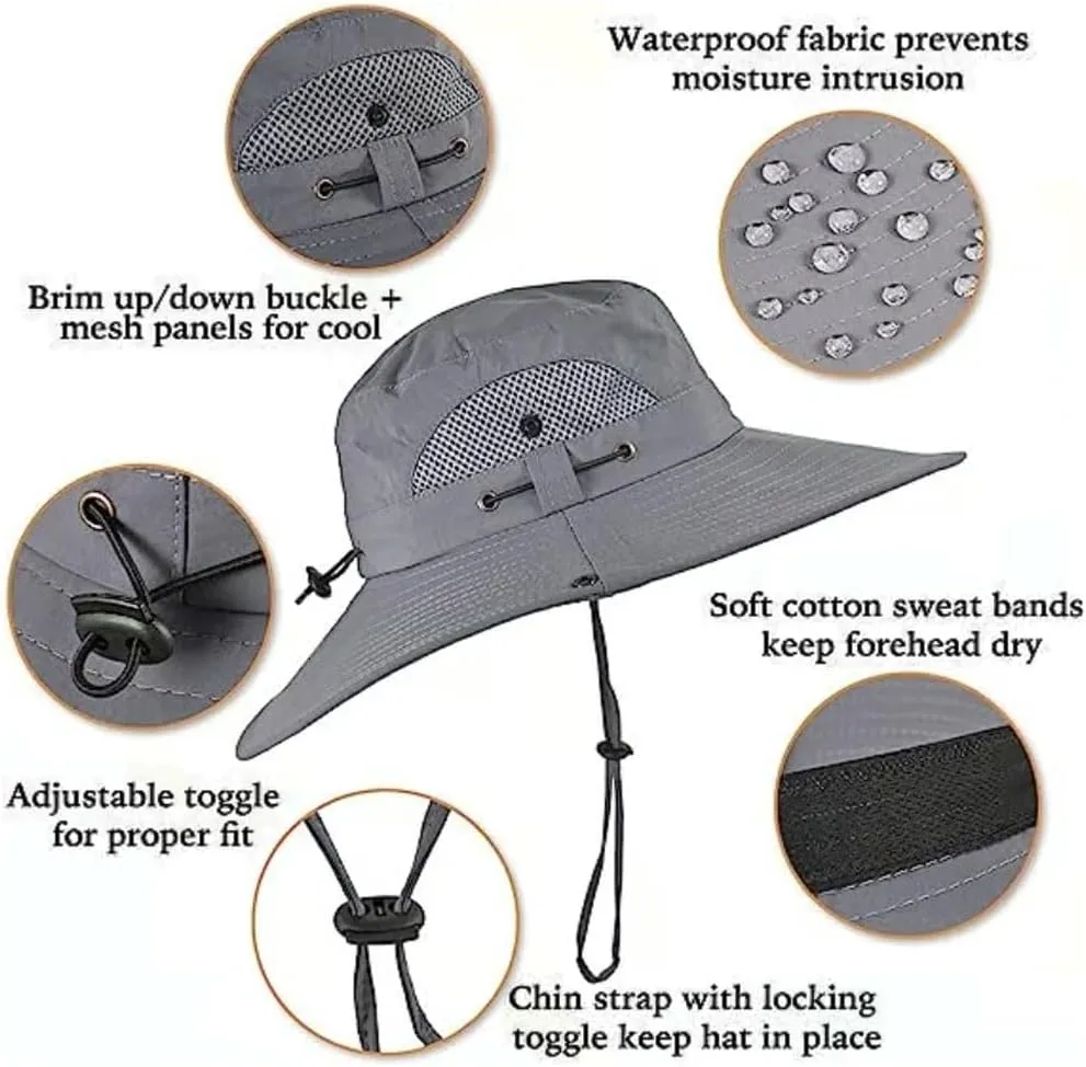Solar Fan Hat,Wide Brim Solar Fan Outdoor Fishing Hat-Solar & USB Charging,Sombrero Con Ventilador Solar,UPF 50 