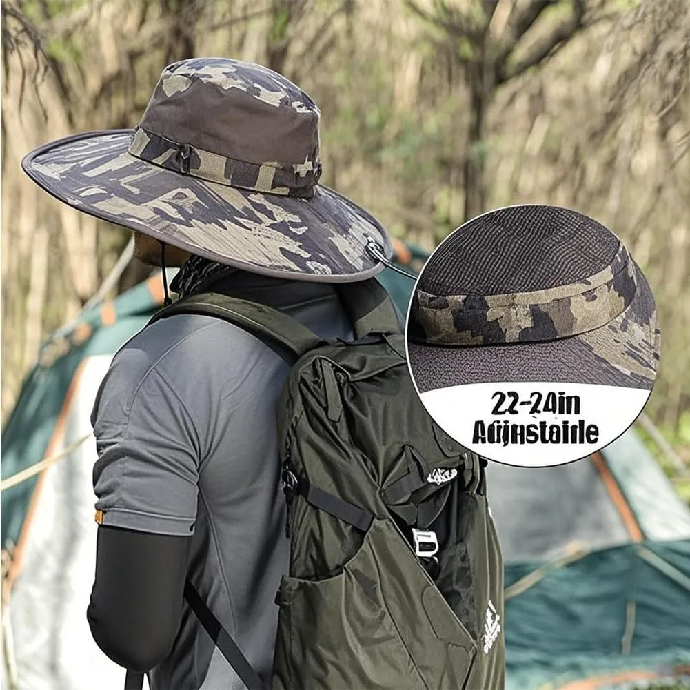 Solar Fan Hat,Wide Brim Solar Fan Outdoor Fishing Hat-Solar & USB Charging,Sombrero Con Ventilador Solar,UPF 50 