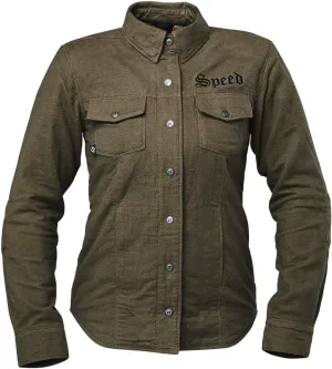 Speed and Strength Women's Brat Armored Flannel Shirt, Olive/Black, Small