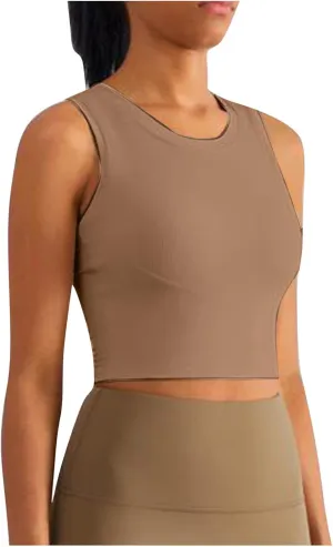 Sports Tanks Tops for Women Turtleneck Wide Strap Racerback Crop Top Stretchy Fitness Workout Yoga Shirts Outfit
