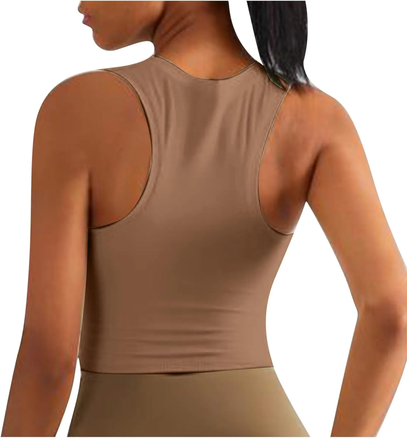 Sports Tanks Tops for Women Turtleneck Wide Strap Racerback Crop Top Stretchy Fitness Workout Yoga Shirts Outfit
