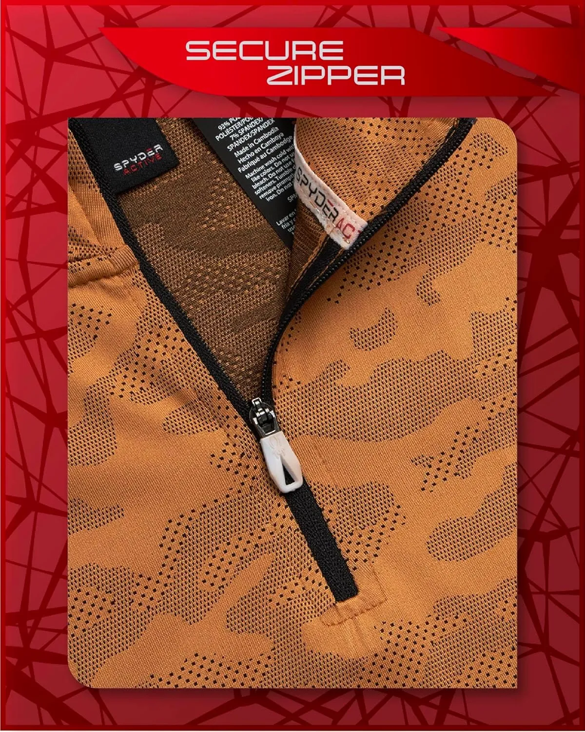 Spyder Men's Active Shirt - Quarter Zip Long Sleeve Fitted Performance Pullover - 1/4 Zip Camo Workout Top for Men (S-XL)