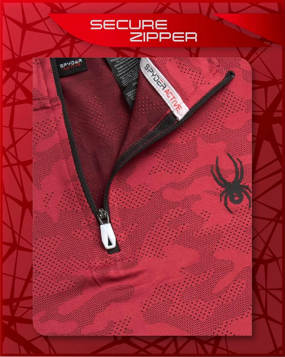 Spyder Men's Active Shirt - Quarter Zip Long Sleeve Fitted Performance Pullover - 1/4 Zip Camo Workout Top for Men (S-XL)