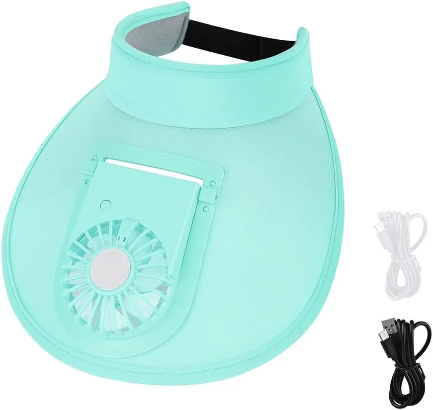 Sun Visor Hat with Fan Women Men Fan Visor Hat Wide Brim UPF50  Sun Protection Hat with USB Charging Beach Hat
