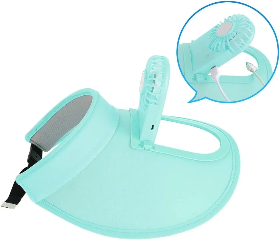Sun Visor Hat with Fan Women Men Fan Visor Hat Wide Brim UPF50  Sun Protection Hat with USB Charging Beach Hat