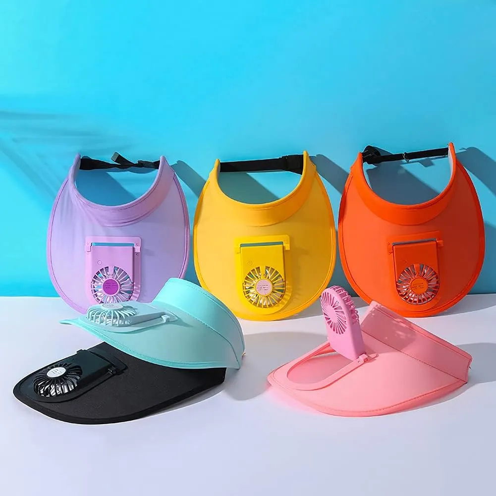 Sun Visor Hat with Fan Women Men Fan Visor Hat Wide Brim UPF50  Sun Protection Hat with USB Charging Beach Hat