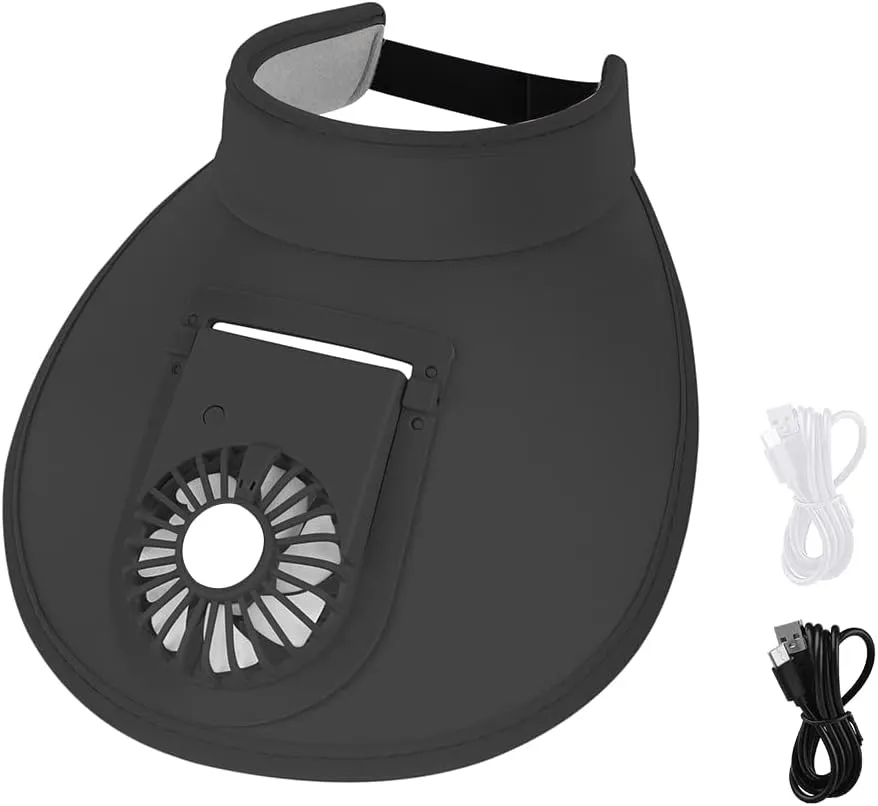 Sun Visor Hat with Fan Women Men Fan Visor Hat Wide Brim UPF50  Sun Protection Hat with USB Charging Beach Hat