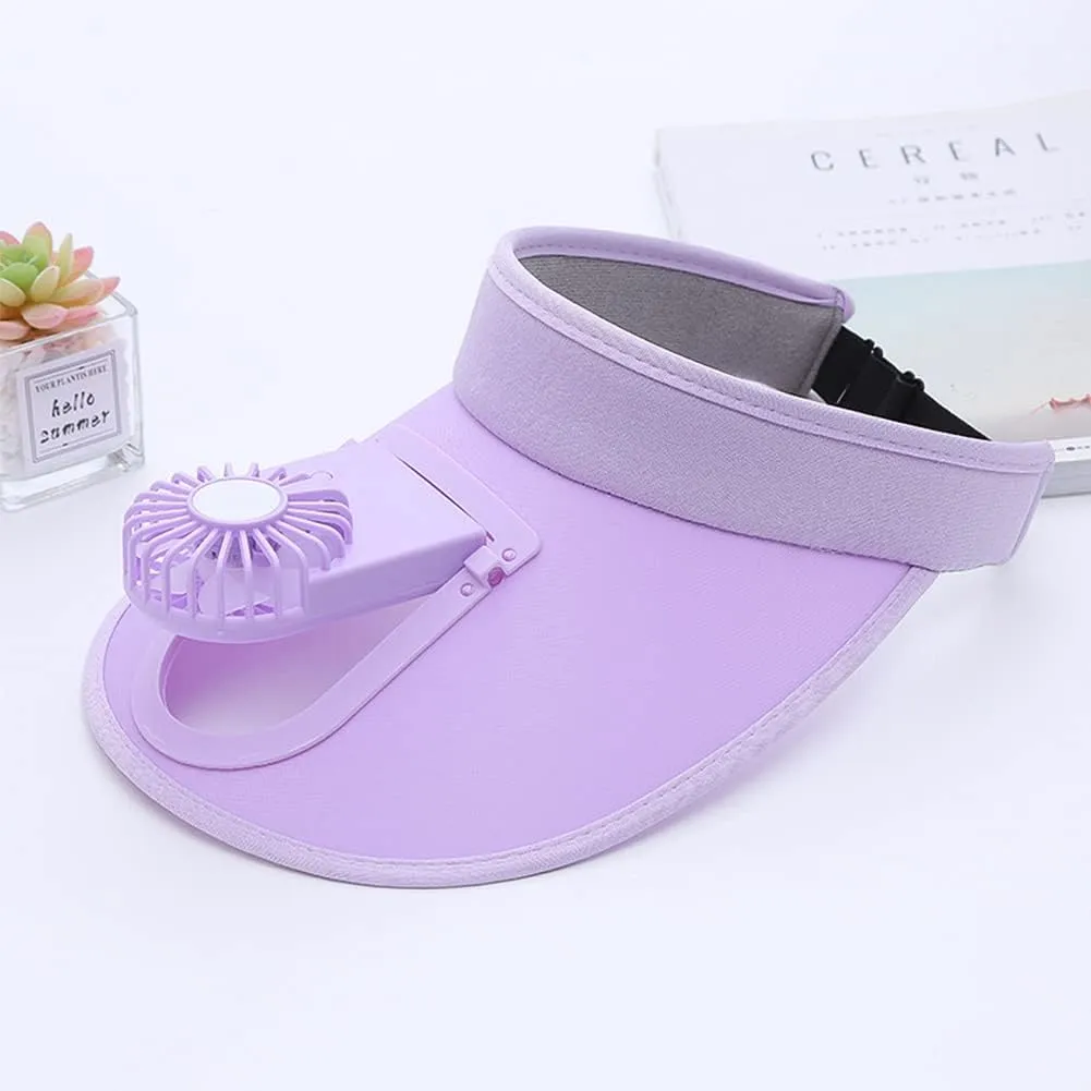 Sun Visor Hat with Fan Women Men Fan Visor Hat Wide Brim UPF50  Sun Protection Hat with USB Charging Beach Hat