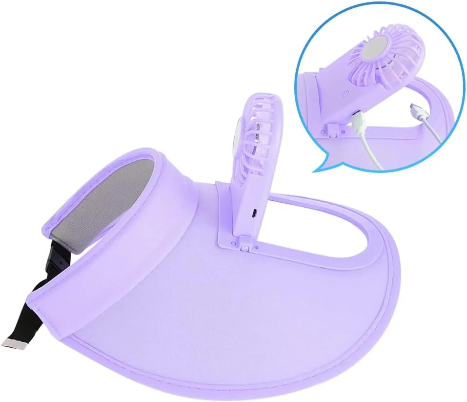 Sun Visor Hat with Fan Women Men Fan Visor Hat Wide Brim UPF50  Sun Protection Hat with USB Charging Beach Hat