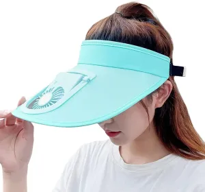 Sun Visor Hat with Fan Women Men Fan Visor Hat Wide Brim UPF50  Sun Protection Hat with USB Charging Beach Hat