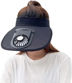 Sun Visor Hat with Fan Women Men Fan Visor Hat Wide Brim UPF50  Sun Protection Hat with USB Charging Beach Hat