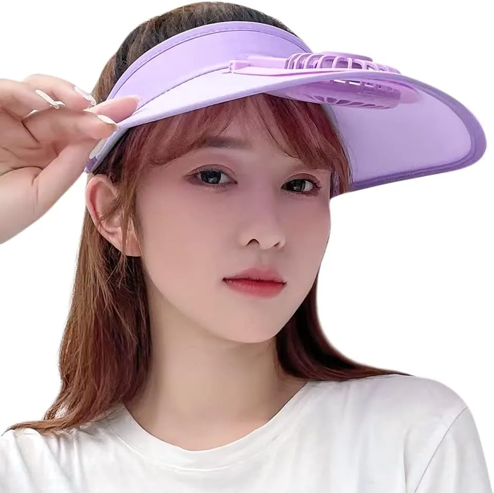 Sun Visor Hat with Fan Women Men Fan Visor Hat Wide Brim UPF50  Sun Protection Hat with USB Charging Beach Hat