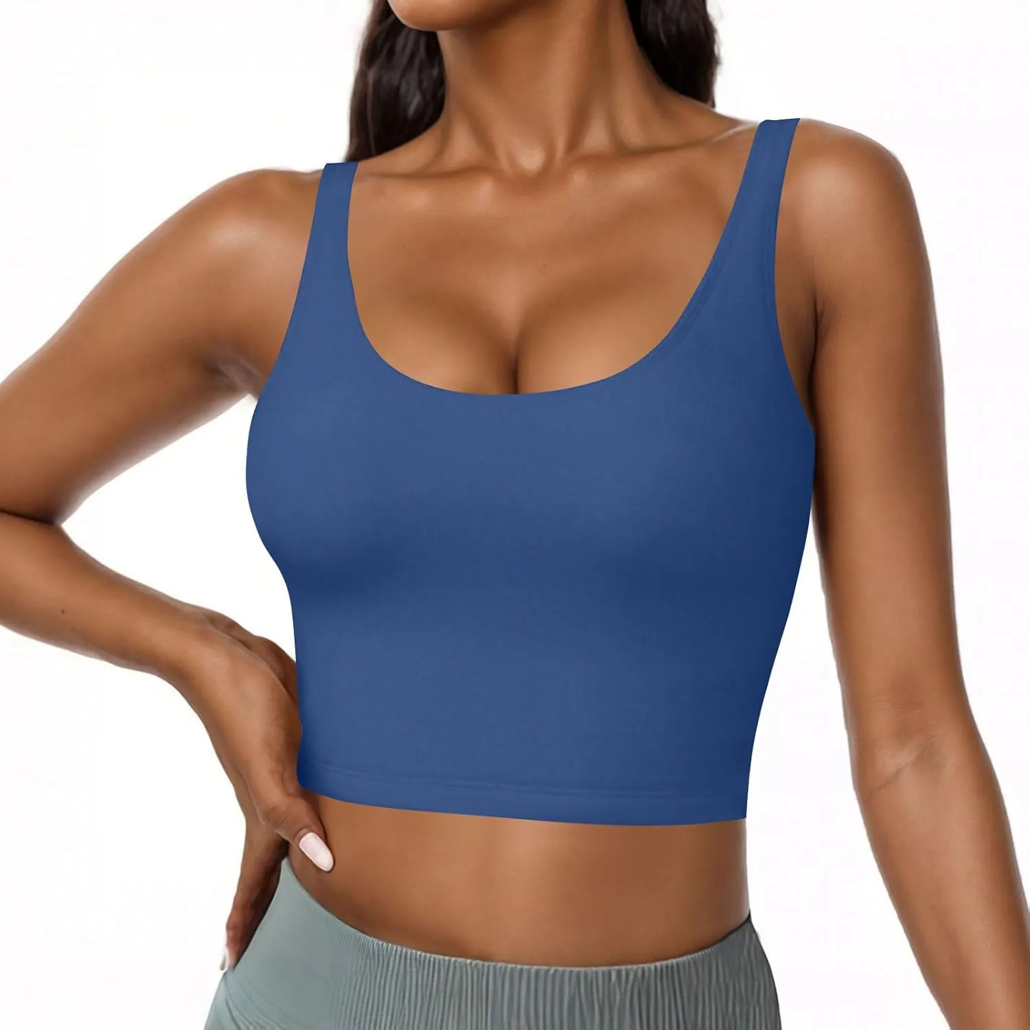 Tank Top for Women Built in Bra Workout Yoga Shirts Spaghetti Strap Padded Basic Camisole Tops Summer Athletic Tanks