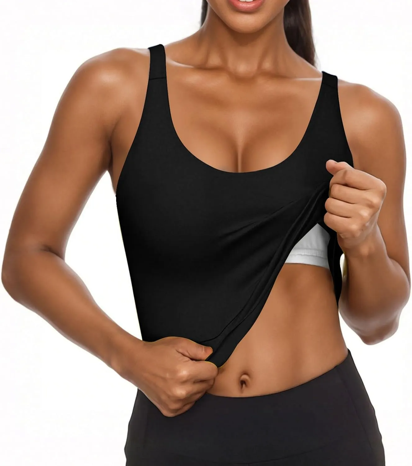Tank Top for Women Built in Bra Workout Yoga Shirts Spaghetti Strap Padded Basic Camisole Tops Summer Athletic Tanks