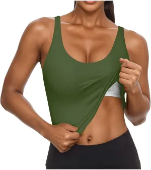 Tank Top for Women Built in Bra Workout Yoga Shirts Spaghetti Strap Padded Basic Camisole Tops Summer Athletic Tanks