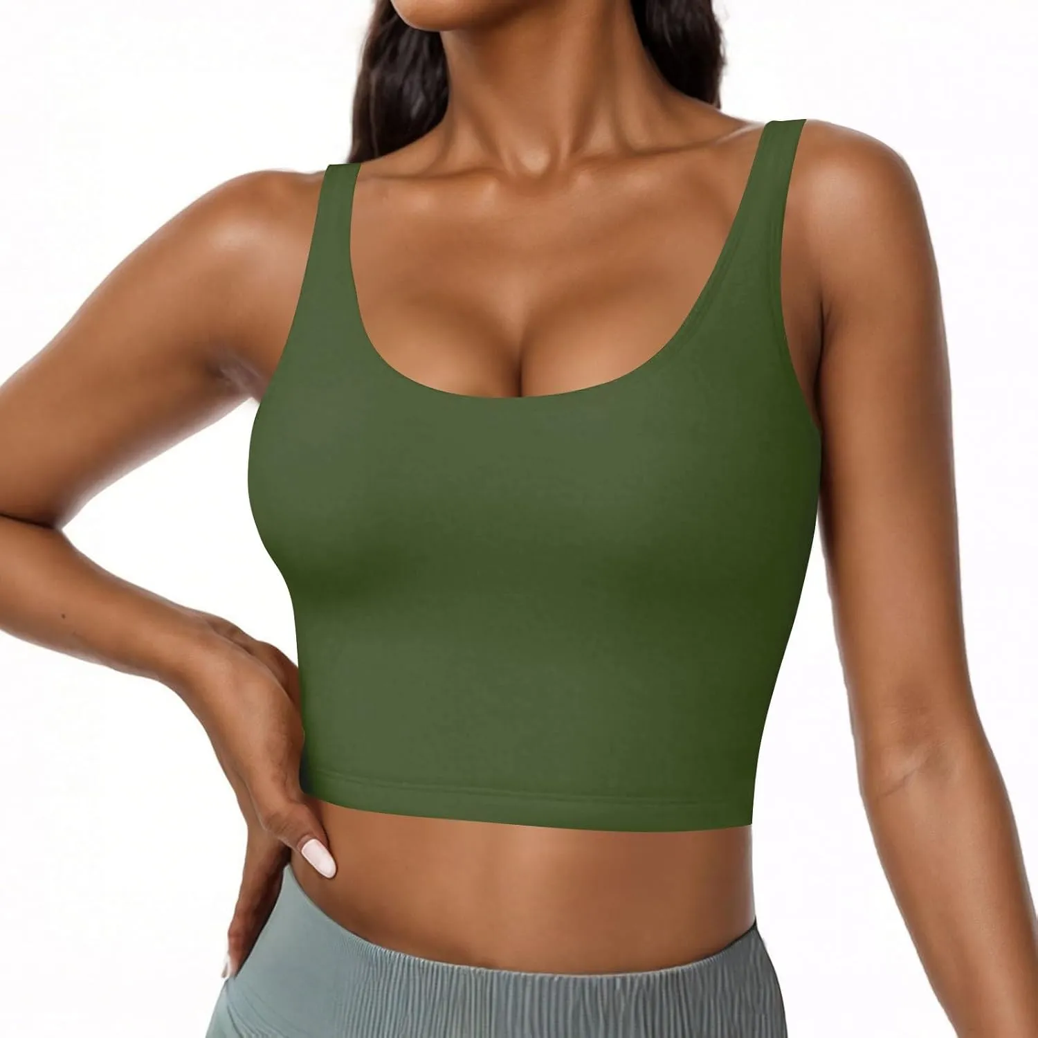Tank Top for Women Built in Bra Workout Yoga Shirts Spaghetti Strap Padded Basic Camisole Tops Summer Athletic Tanks