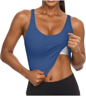 Tank Top for Women Built in Bra Workout Yoga Shirts Spaghetti Strap Padded Basic Camisole Tops Summer Athletic Tanks