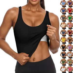 Tank Top for Women Built in Bra Workout Yoga Shirts Spaghetti Strap Padded Basic Camisole Tops Summer Athletic Tanks