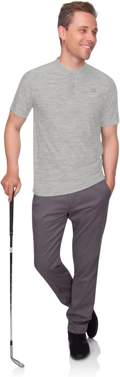 Three Sixty Six Collarless Golf Shirts for Men - Quick Dry Short Sleeve T-Shirt with 4-Way Stretch Fabric & UPF 30