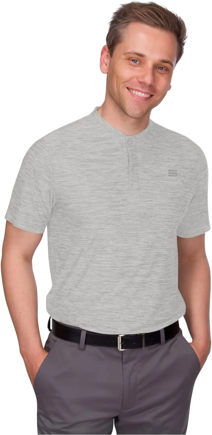 Three Sixty Six Collarless Golf Shirts for Men - Quick Dry Short Sleeve T-Shirt with 4-Way Stretch Fabric & UPF 30