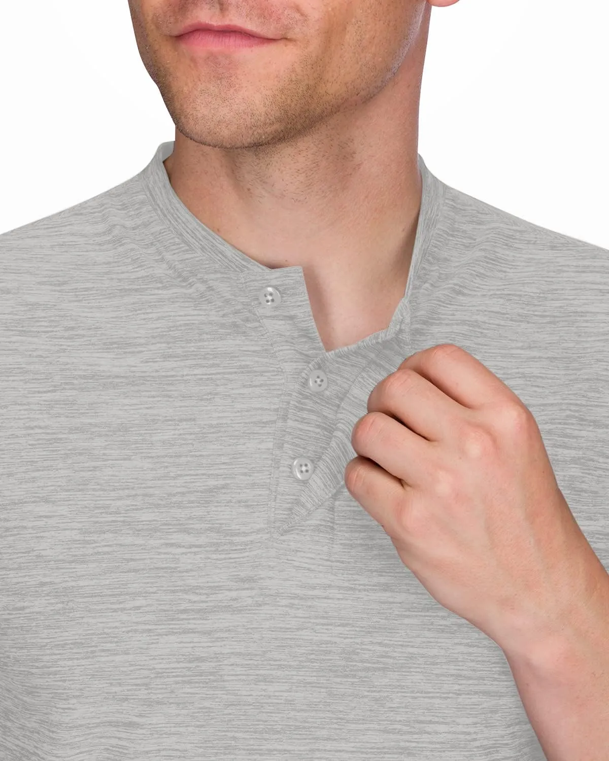 Three Sixty Six Collarless Golf Shirts for Men - Quick Dry Short Sleeve T-Shirt with 4-Way Stretch Fabric & UPF 30