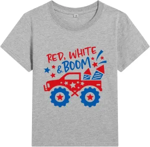 Toddler Boys 4th of July Shirts Independence Day T-Shirt Red White Blue Patriotic Tops Kids American Flag Outfit