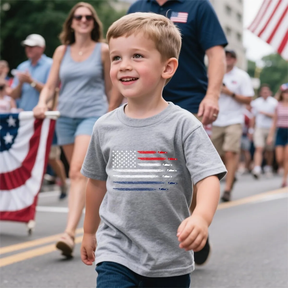 Toddler Boys 4th of July Shirts Independence Day T-Shirt Red White Blue Patriotic Tops Kids American Flag Outfit