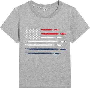 Toddler Boys 4th of July Shirts Independence Day T-Shirt Red White Blue Patriotic Tops Kids American Flag Outfit