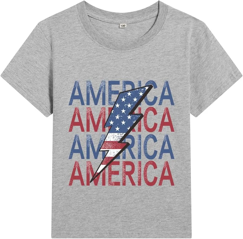 Toddler Boys 4th of July Shirts Independence Day T-Shirt Red White Blue Patriotic Tops Kids American Flag Outfit