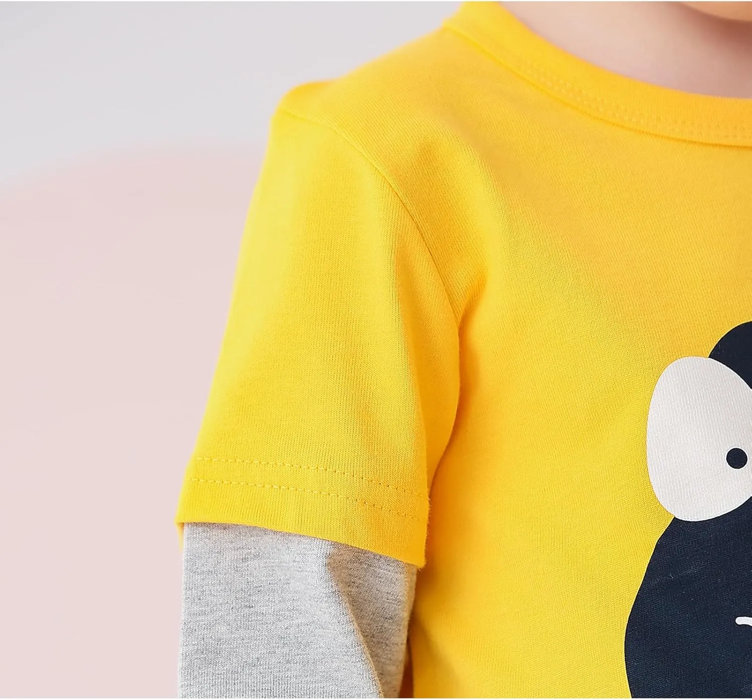 Toddler Boys Color Block Long Sleeve Shirts 3-Pack Cotton Dinosaur&Car Print Boy's T-Shirts Spring/Fall for 18M-7Y