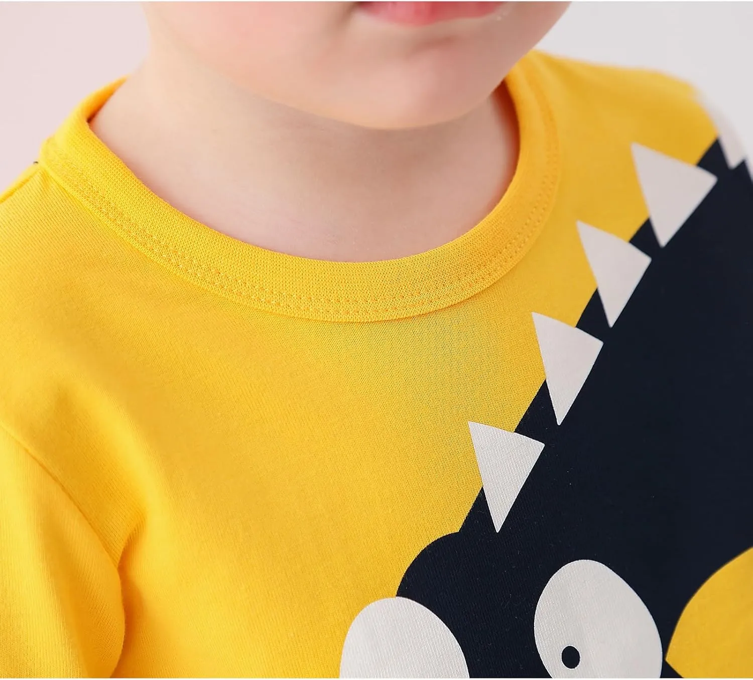 Toddler Boys Color Block Long Sleeve Shirts 3-Pack Cotton Dinosaur&Car Print Boy's T-Shirts Spring/Fall for 18M-7Y
