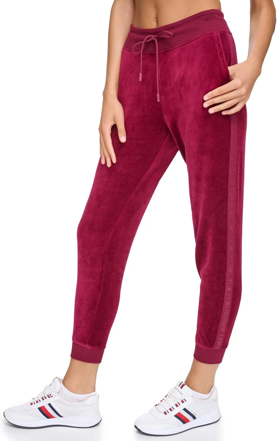 Tommy Hilfiger Women's Drawcord Waist Easy Fit Velour Jogger