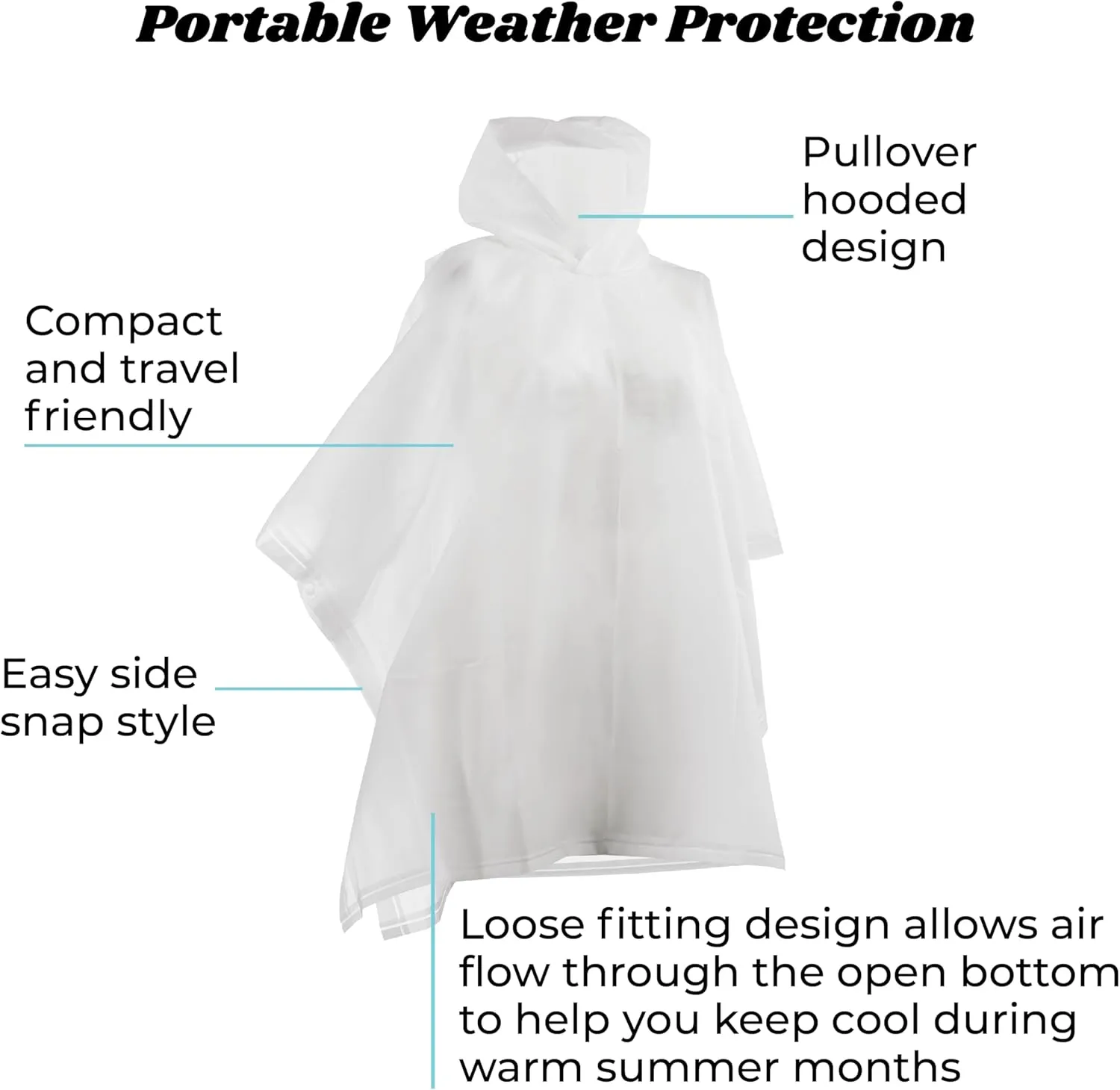 Totes Kids Reusable, Compact & Travel-Friendly, Pullover Hood, Easy Snap, Lightweight