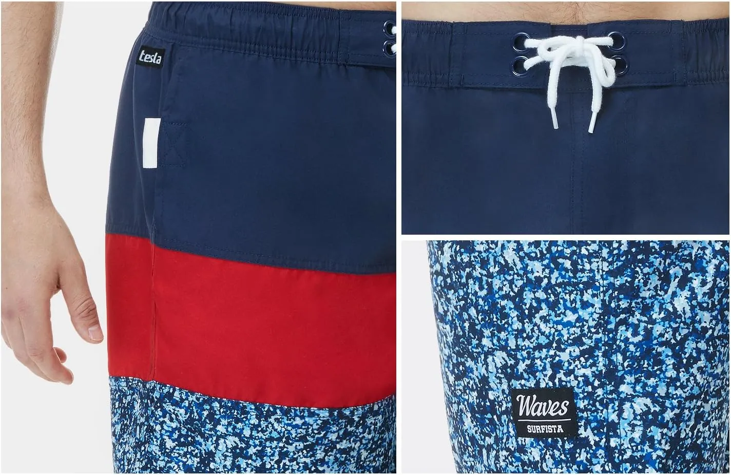 TSLA Men's Swim Trunks, Quick Dry Swimming Beach Board Shorts, Lightweight Swimwear Bathing Suits with Pockets