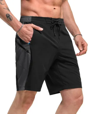 TSLA Men's Swim Trunks, Quick Dry Swimming Beach Board Shorts, Lightweight Swimwear Bathing Suits with Pockets