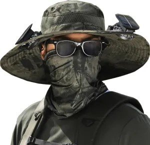 Ultralight Solar Fan Hat Wide Brim, Sun Hat with Fans Solar Power, Outdoor Sun Hats with 2 Solars Fan