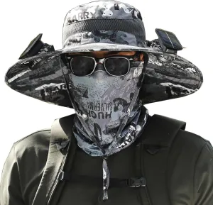 Ultralight Solar Fan Hat Wide Brim, Sun Hat with Fans Solar Power, Outdoor Sun Hats with 2 Solars Fan
