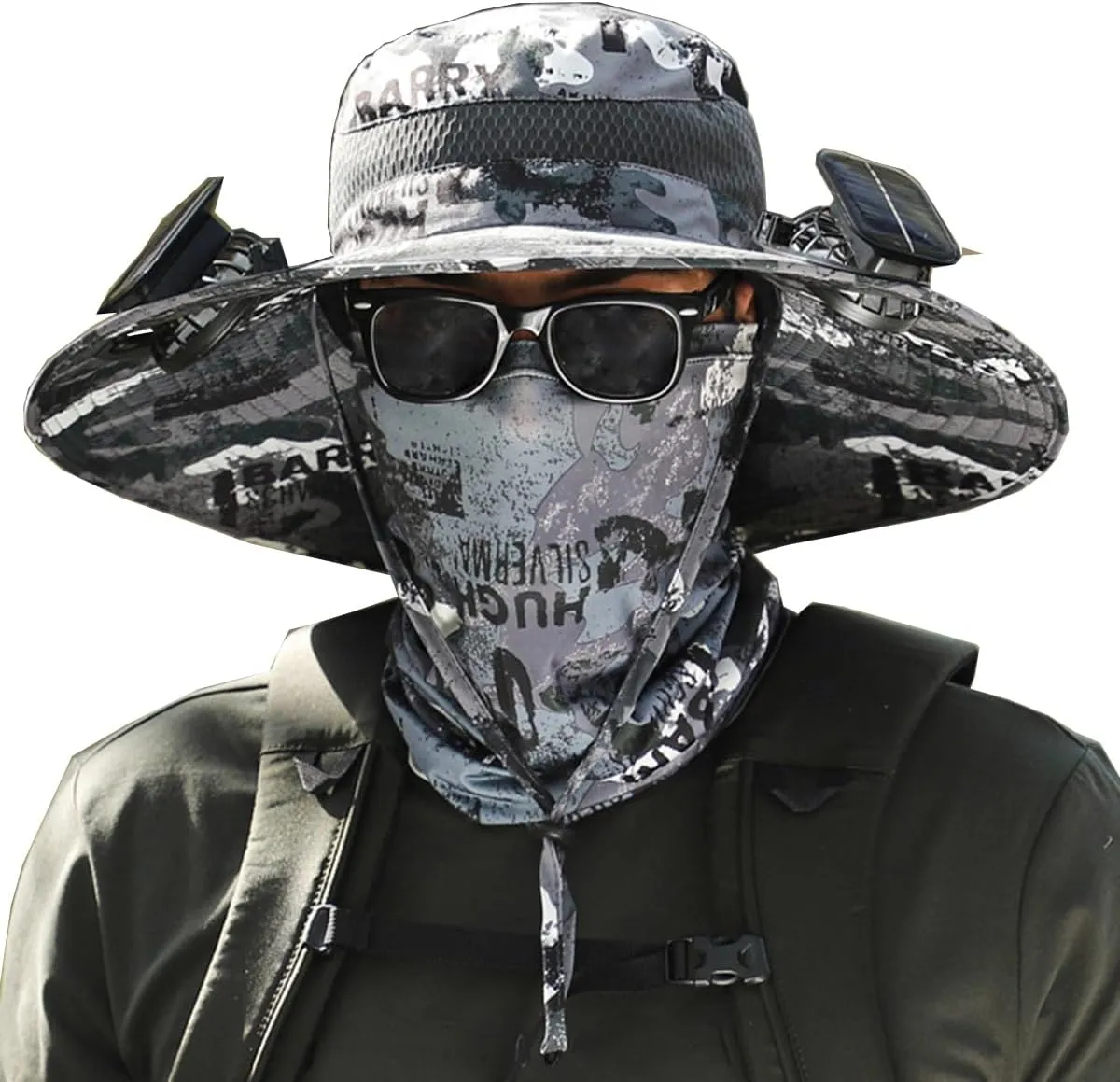 Ultralight Solar Fan Hat Wide Brim, Sun Hat with Fans Solar Power, Outdoor Sun Hats with 2 Solars Fan
