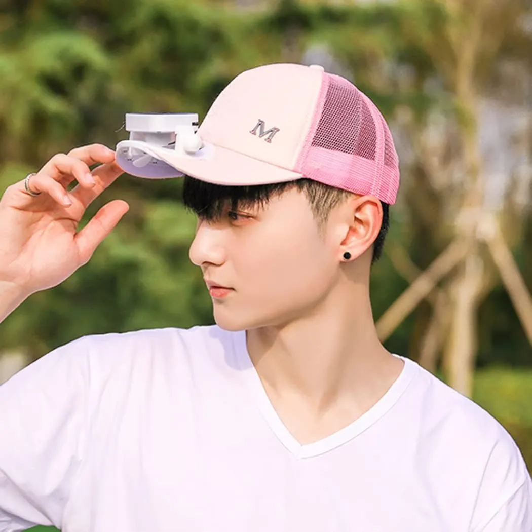Unisex Baseball Cap with Solar Fan, Summer UV Protection Wide Brim Sun Hat for Womens/Mens, Running Fishing Hats